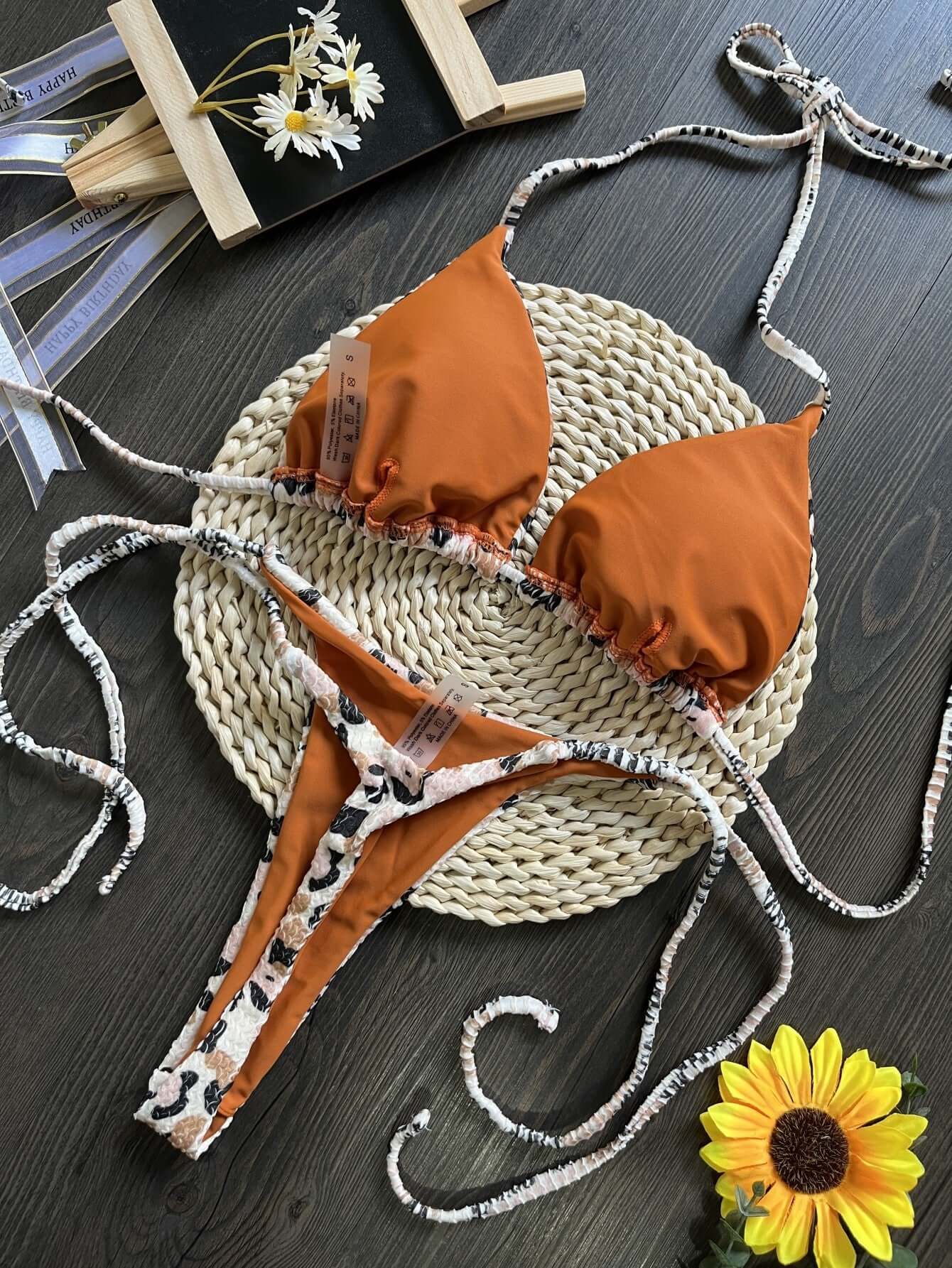 Textured Mini Thong Bikini