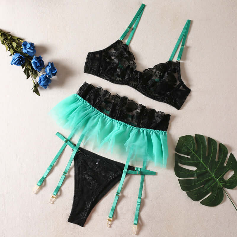 Vicky Lace Floral Skirt Set