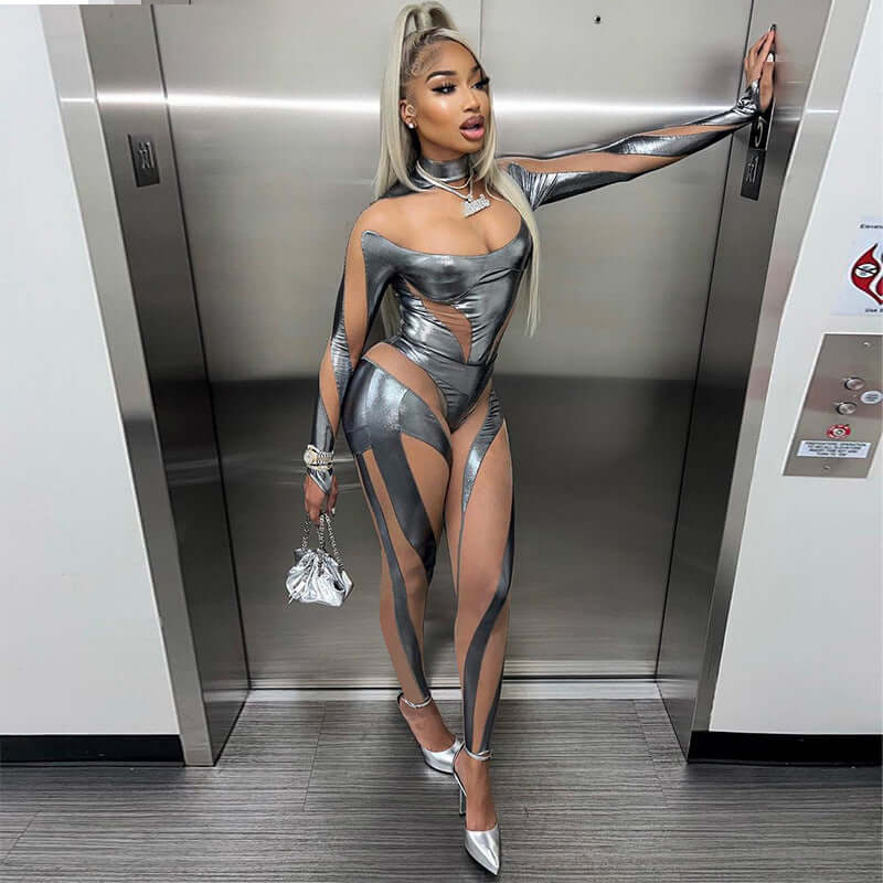 Metallic Mesh Panel Set Or Bodysuit