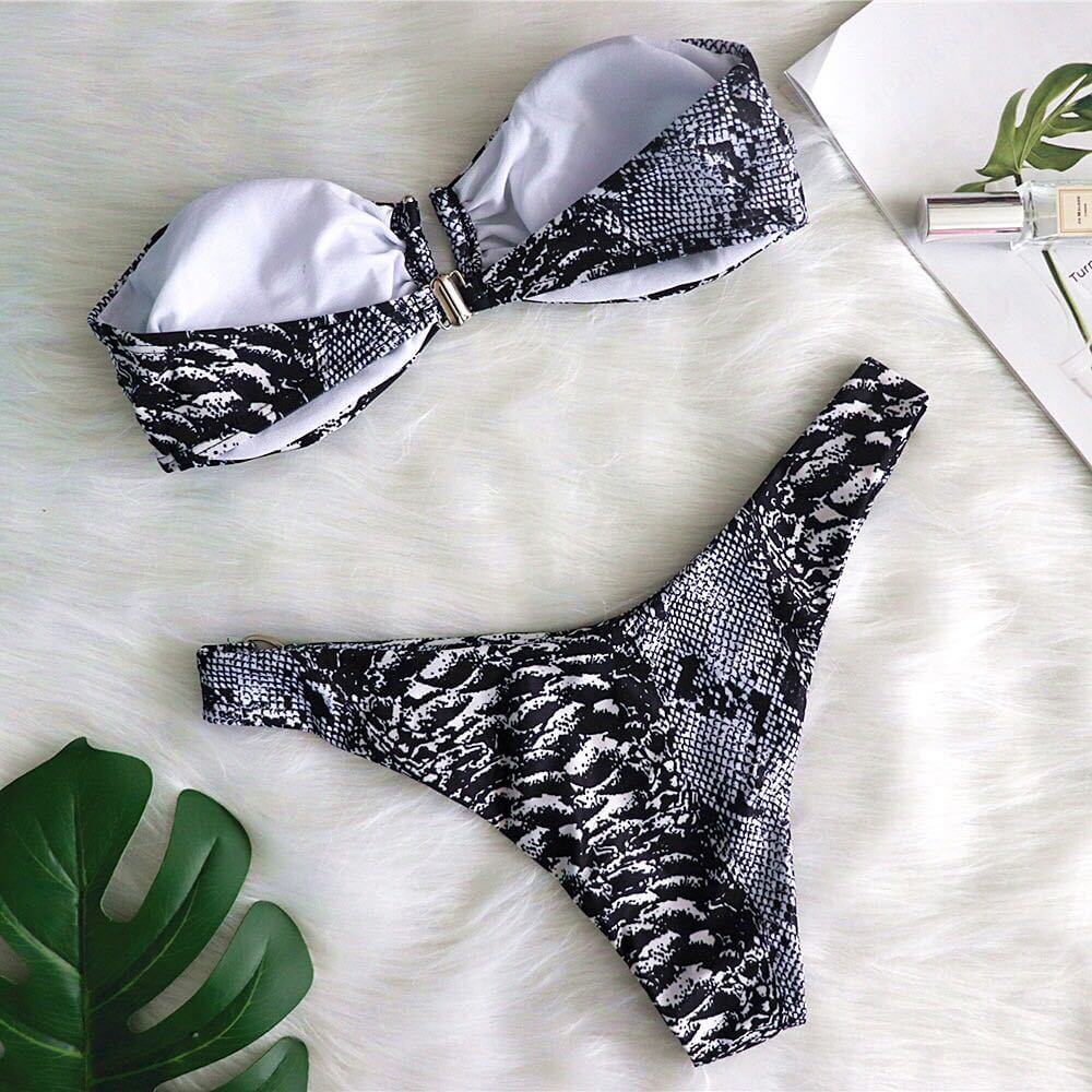 Split Strapless Python Bikini
