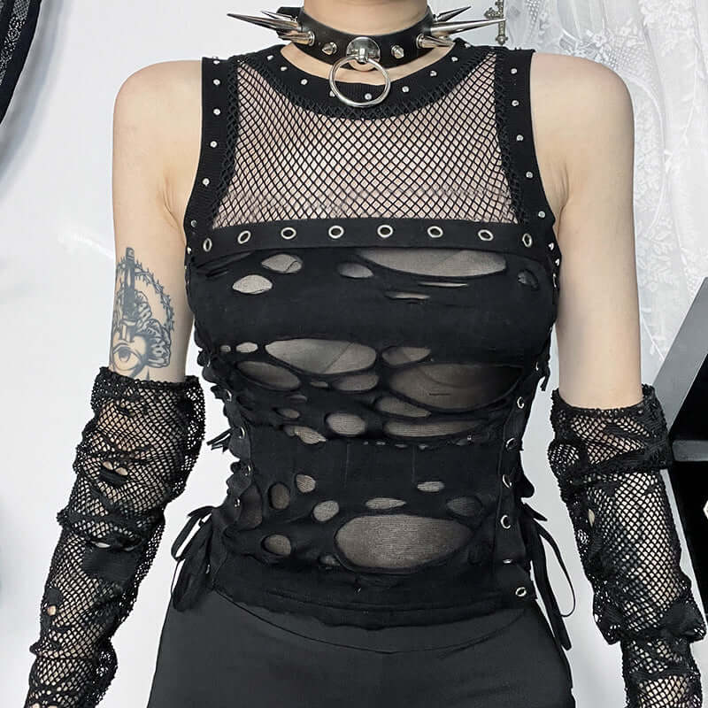 Punk Goth Mesh Top