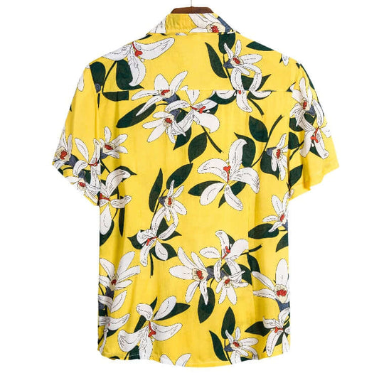 Hawaiian Floral Button Shirt - Yellow