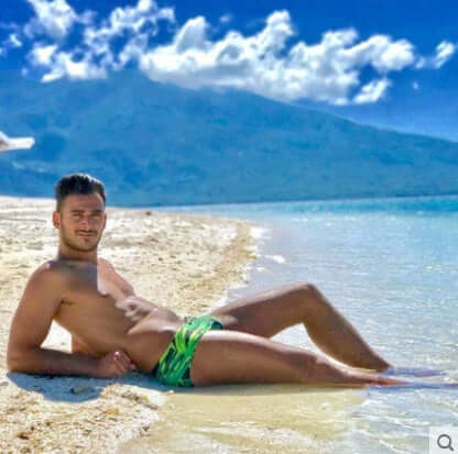 Tropical Palm Print Low Waist Swim Brief for Men