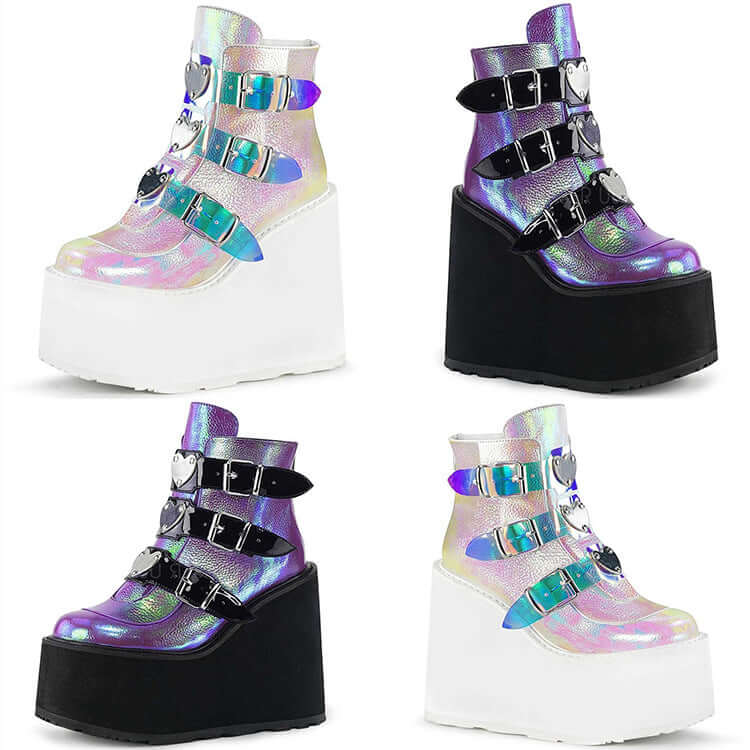 Ankle High Glitter Bomb Purple Platforms