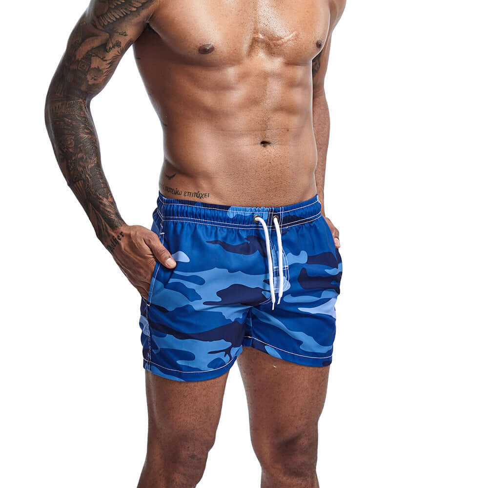 Banded Camouflage Swim Shorts