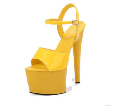 Leather Fish Toe High Heels