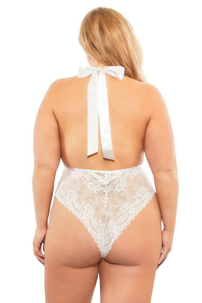 Nicki's Deep V Halter Bodysuit