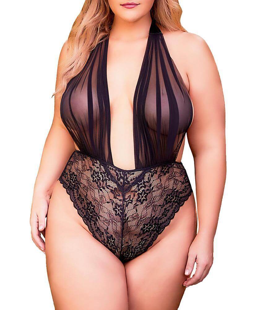 Nicki's Deep V Halter Bodysuit