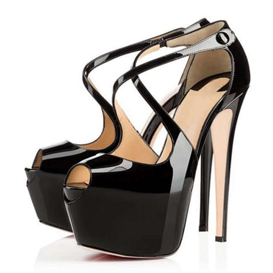 Cross Front Platform Heels
