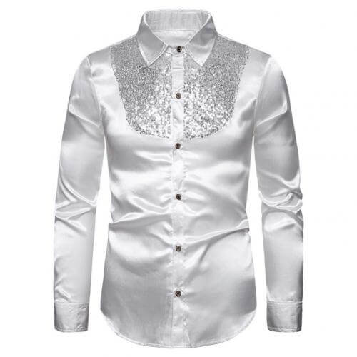 Sequined Long Sleeve Button Down