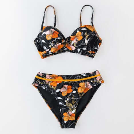 Sexy Thong Two-Piece Swimsuit Orange - dark