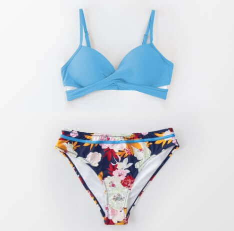Sexy Thong Two-Piece Swimsuit Light Blue
