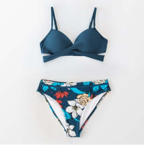 Sexy Thong Two-Piece Swimsuit Dark Blue