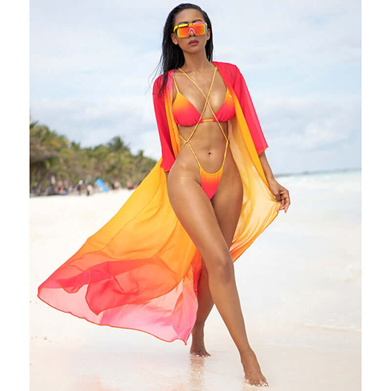 Tropical Sunrise Split Bikini Swimsuit