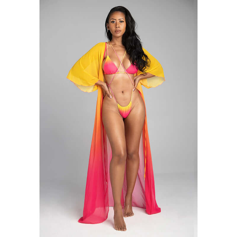 Tropical Sunrise Split Bikini Swimsuit