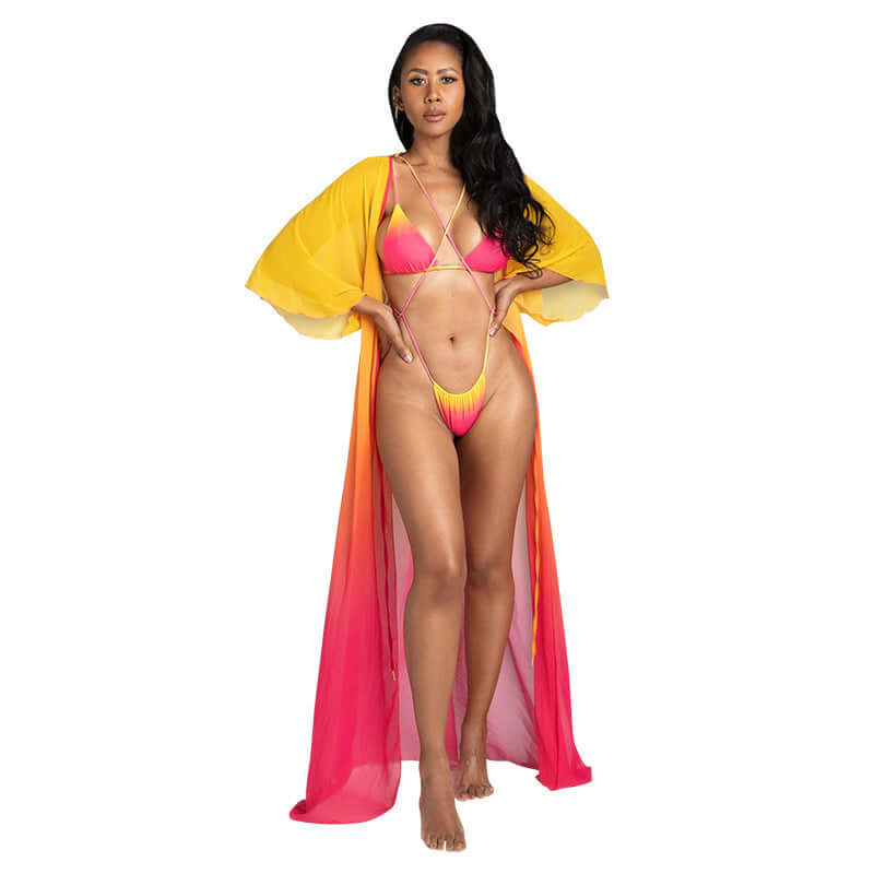 Tropical Sunrise Split Bikini Swimsuit