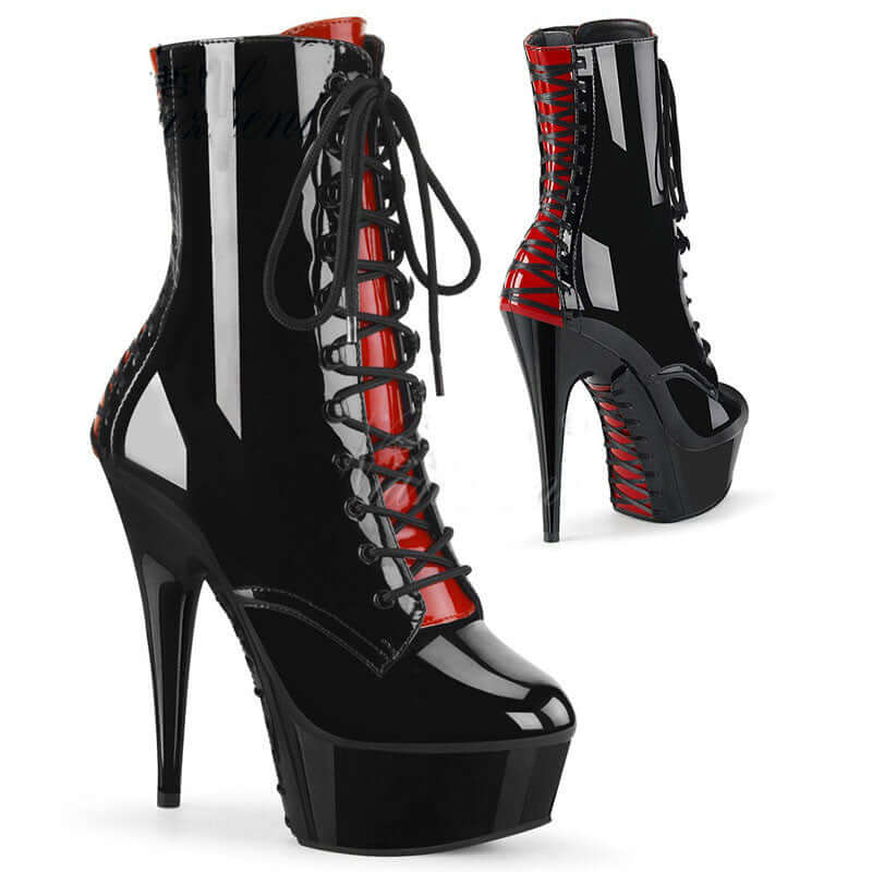 Black on Red Platform Heels