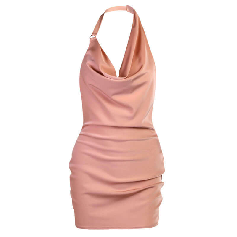 Satin V Neck Cocktail Dress