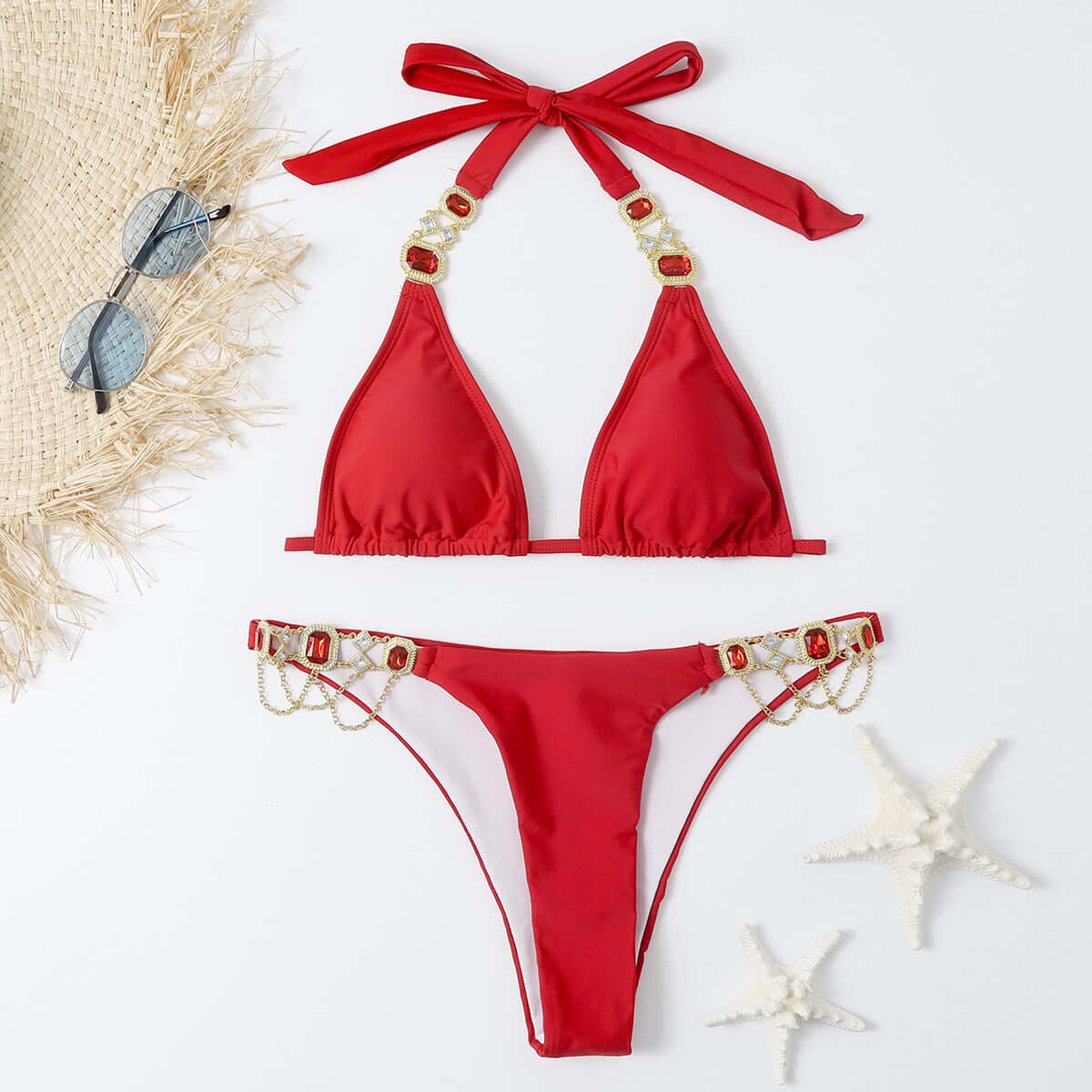 Draping Stone & Chain Bikini