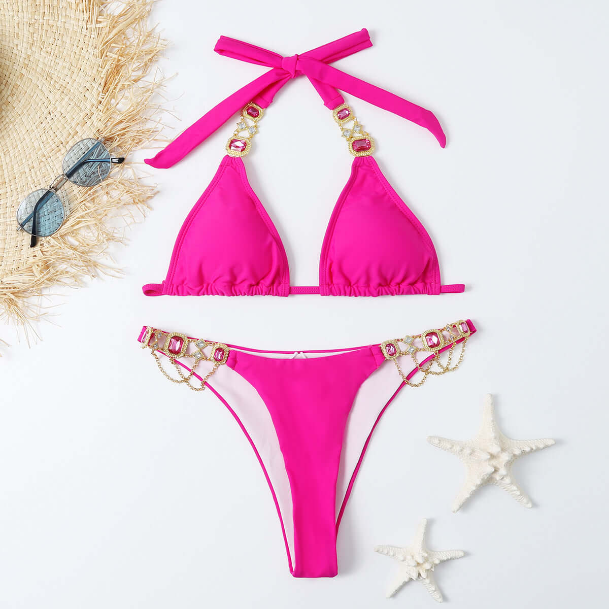 Draping Stone & Chain Bikini