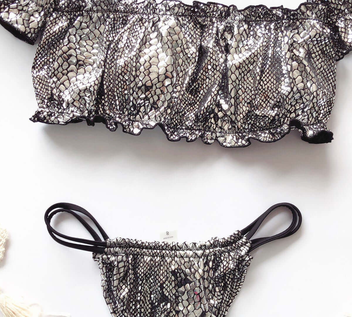 Python Off Shoulder Thong Bikini