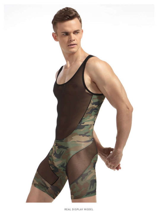 Men's Camo See Through Jumpsuit