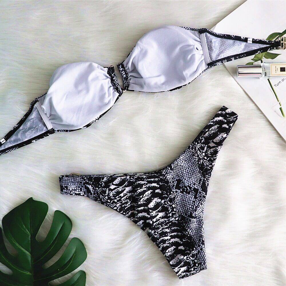 Split Strapless Python Bikini