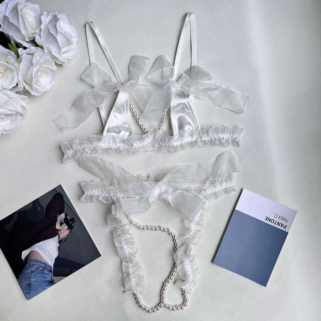 Sexy Lace & Pearl Lingerie Set