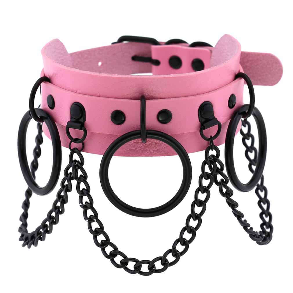 Punk Leather Chain Necklace