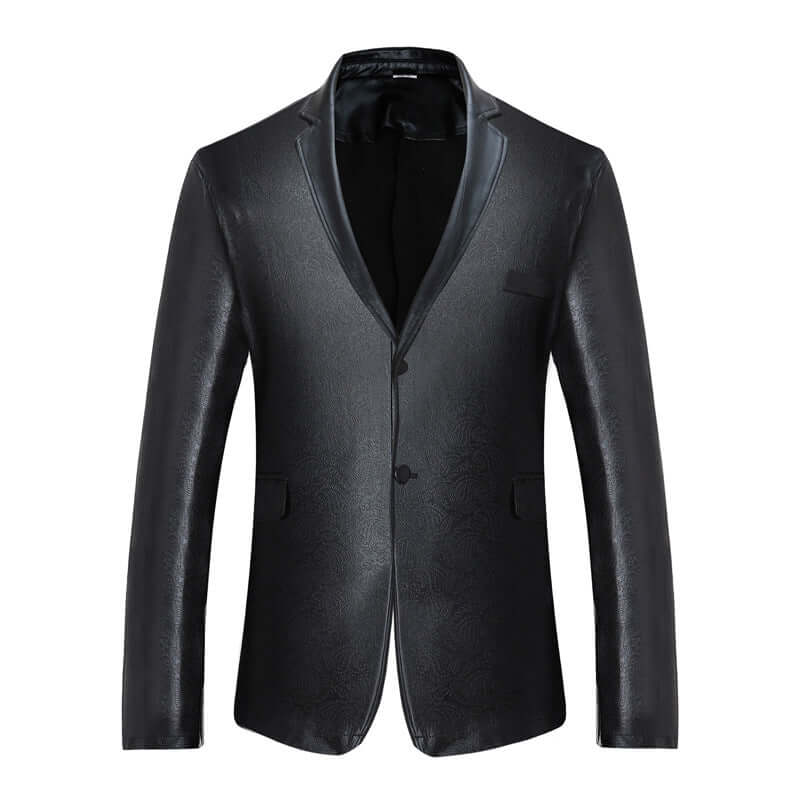 Men's Solid Two Button Suit Jacket - Black
