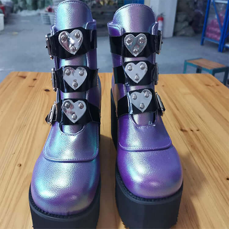 Ankle High Glitter Bomb Purple Platforms