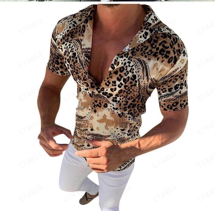 Leopard Print Designer Button Down