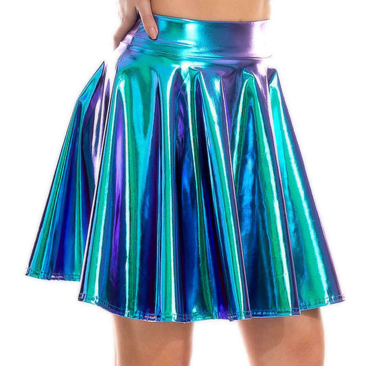Pleated Metallic Skirt