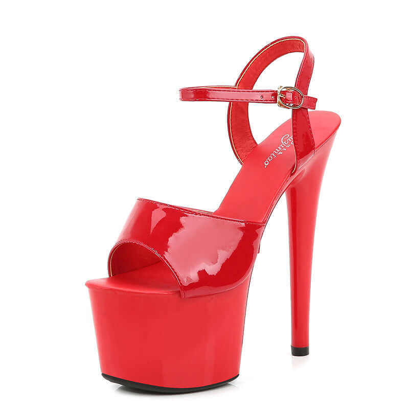 Leather Fish Toe High Heels