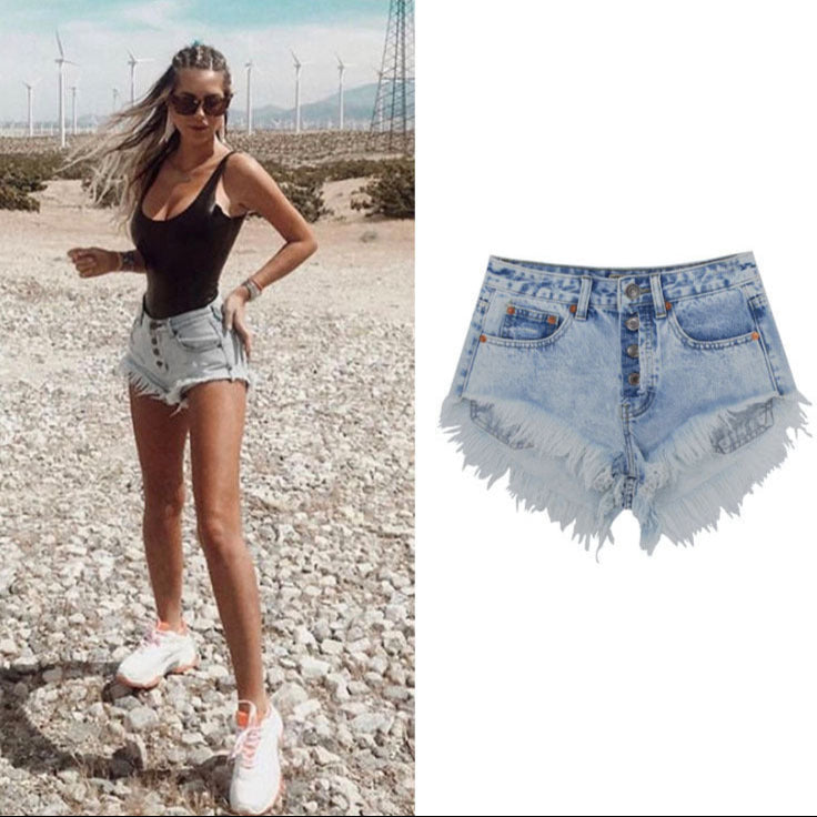 Breeze High Waist Washed Denim Shorts
