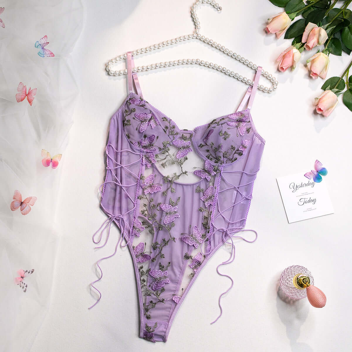 Embroidered Butterfly Fantasies Bodysuit