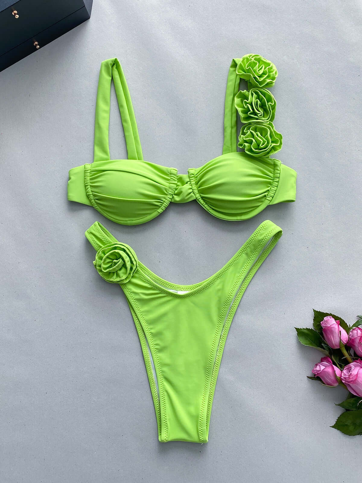 Nikki's 3D Rose Thong Bikini