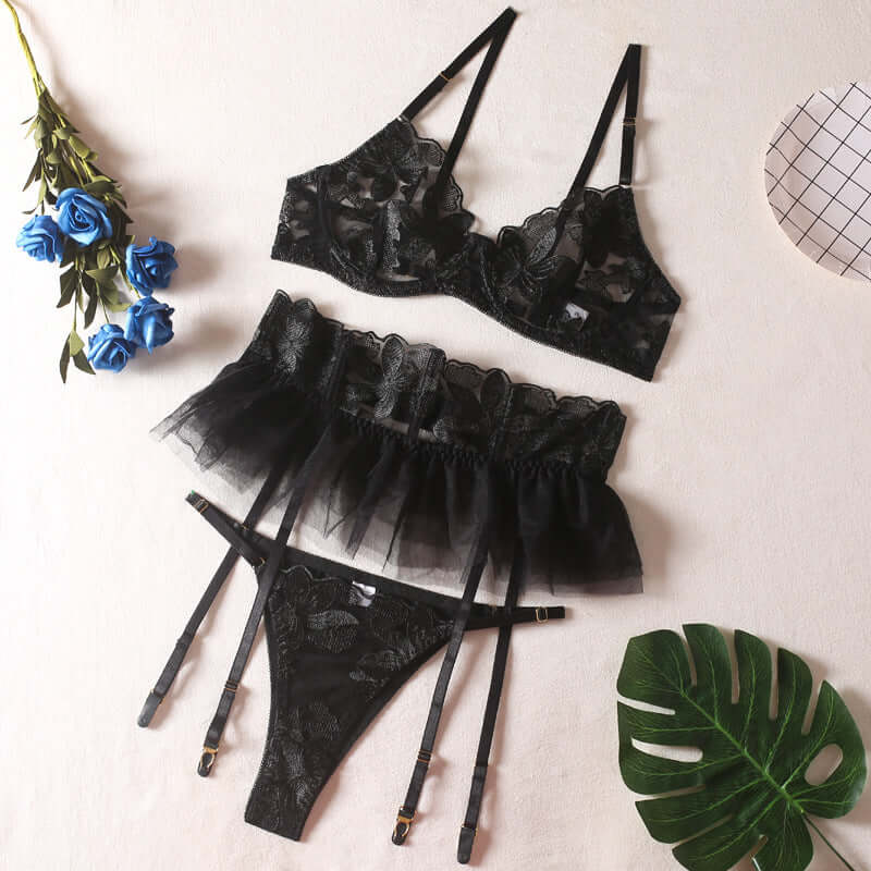 Vicky Lace Floral Skirt Set