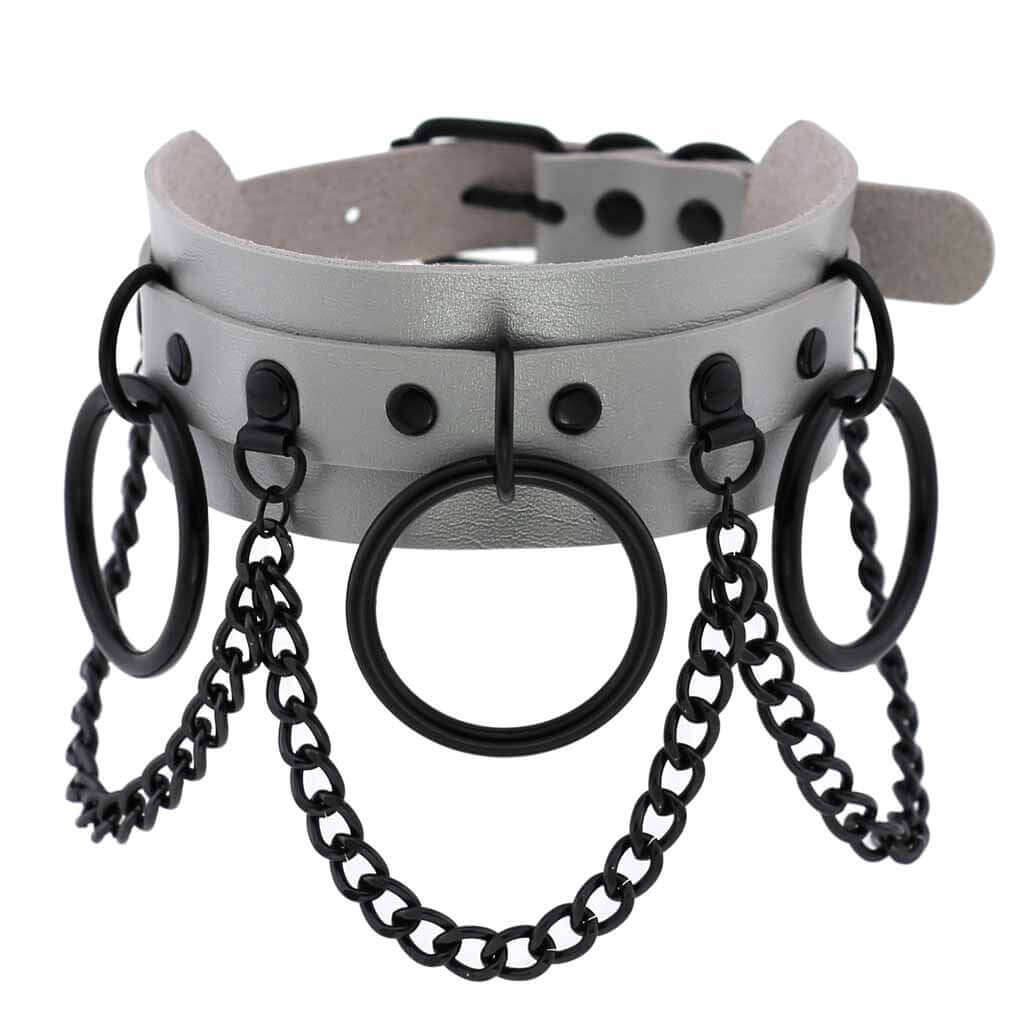 Punk Leather Chain Necklace