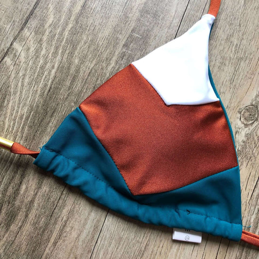 Vintage Triangle Tie Side Thong Bikini