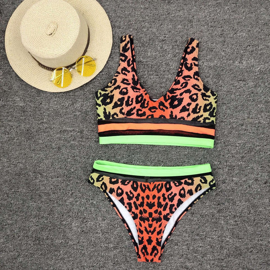 Sport Split Leopard Bikini