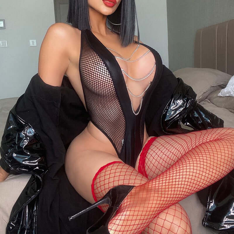 Kinks Mesh Chained Bodysuit