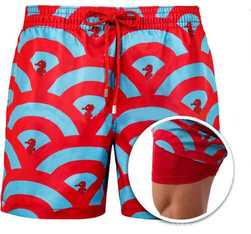 Patterned Double Layer Swim Shorts