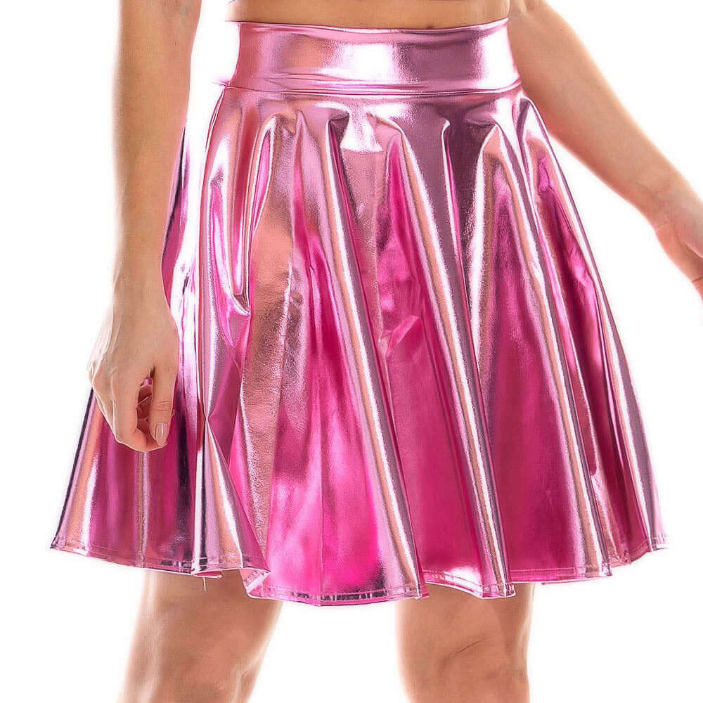 Pleated Metallic Skirt