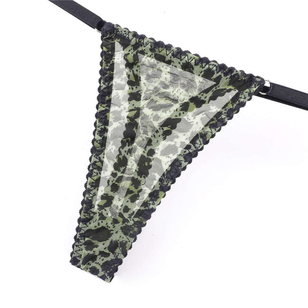 Green Mesh Leopard Print Set