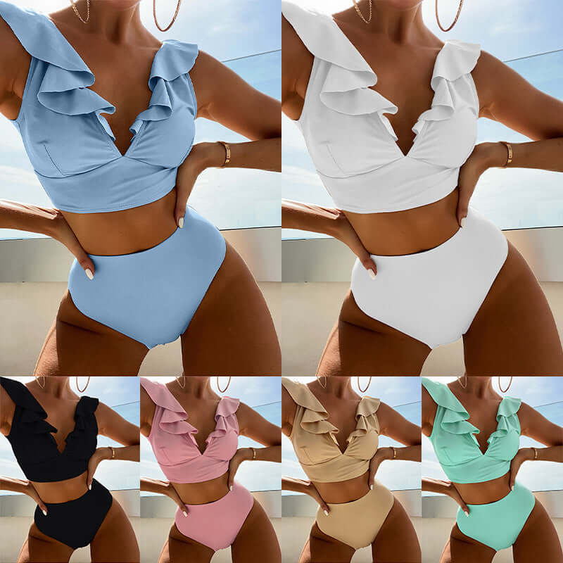 Nikki's Deep V-neck Split Bikini
