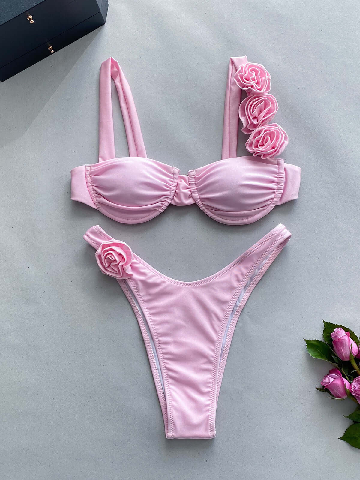 Nikki's 3D Rose Thong Bikini
