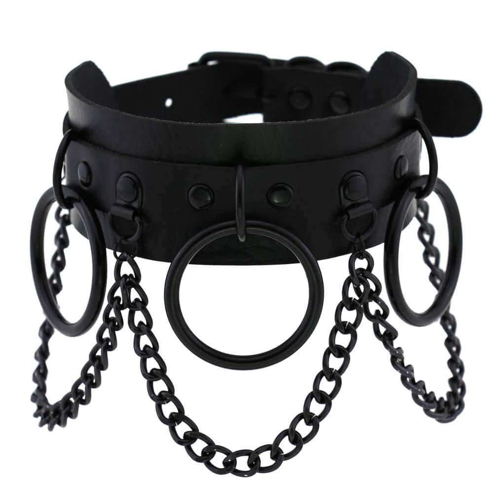 Punk Leather Chain Necklace