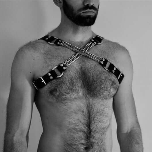 Men's Bondage Leather Chain Harness