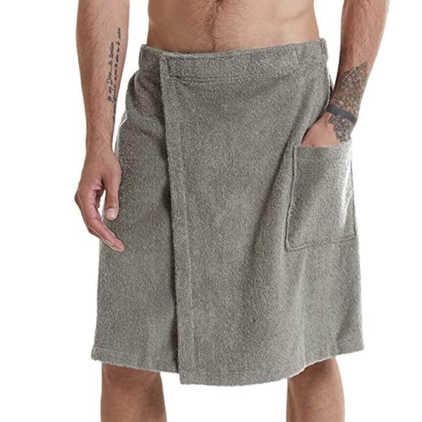 Velcro Bath Towel Men's With Pocket